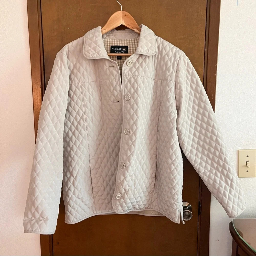 Nordic Lights Beige Quilted Jacket Size L